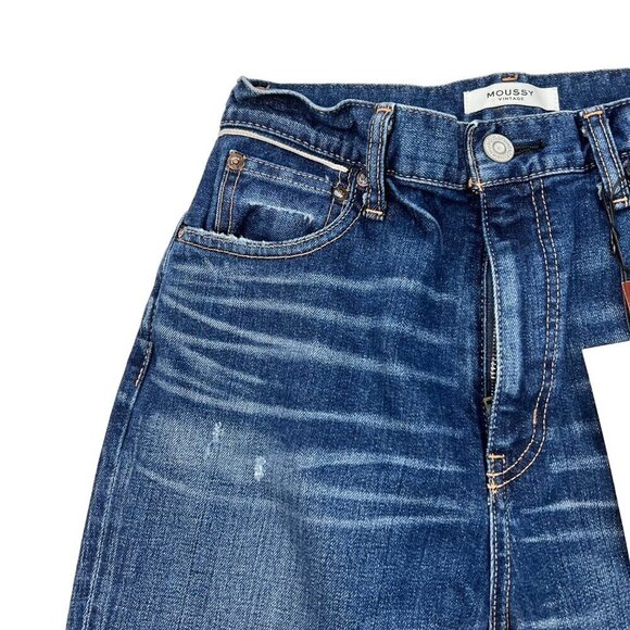 Moussy Vintage Womens Rhode Cropped Flare-Hi Jeans Distressed Raw Hem 28 New - Picture 3 of 11